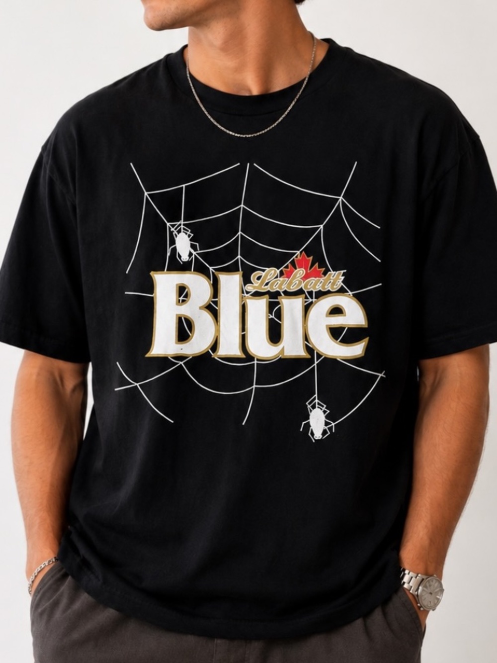 Gildan Heavyweight T-Shirt Mens Size XL Black Labatt Blue Merchandise